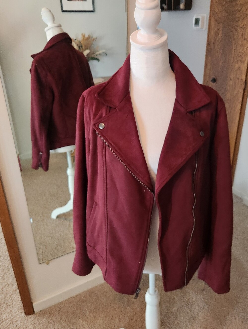 (2 For $60) Old Navy Sueded-Knit Moto Jacket Reddy Or Not